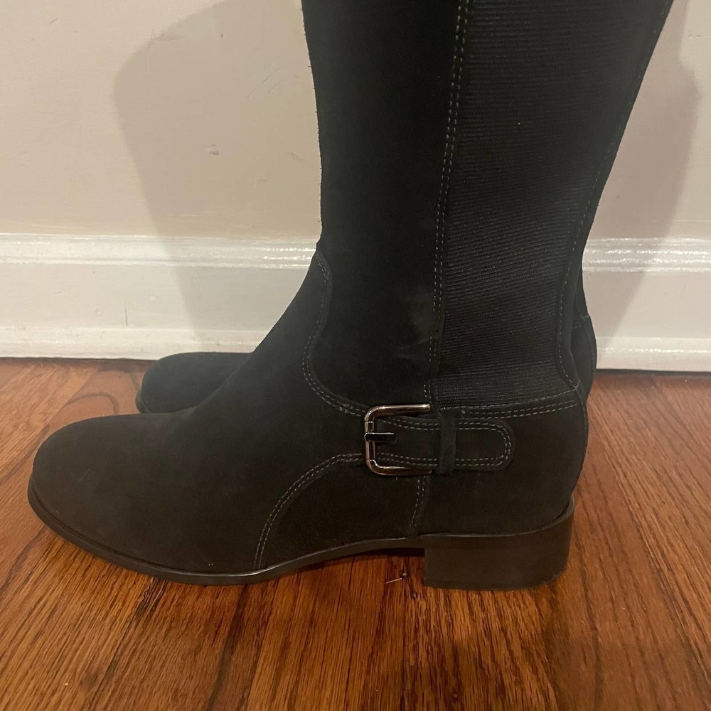 La Canadienne Samia Waterproof Knee High Boot Black Suede View 3